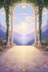 A glowing pathway leading to the gates of paradise - obrazy, fototapety, plakaty