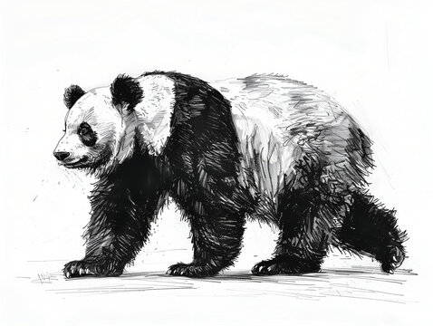 silhouette of a panda, black and white panda