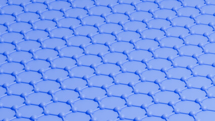 A blue surface of hexagons. 3d render