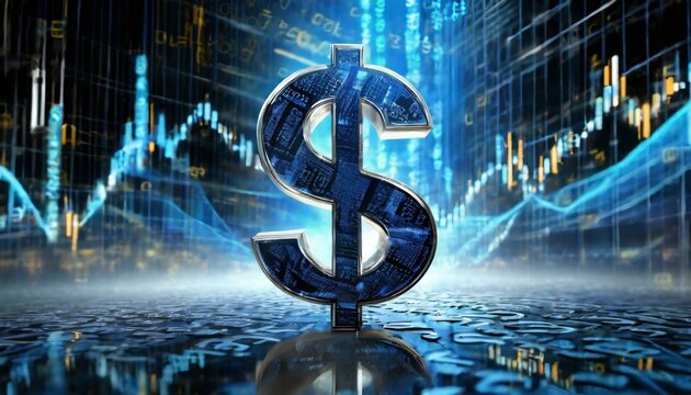 Signo d&oacute;lar, estad&iacute;sticas, finanzas.