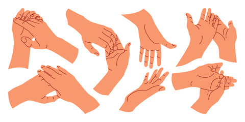 Set of handshake gestures. Vector set in flat style.