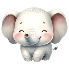 Charming Baby Elephant Cartoon Illustration.