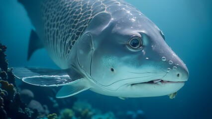 Naklejka premium 水中の魚のクローズアップ