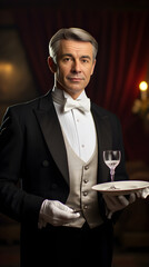 Proud Dedication and Precision in Professional Butler Service at a Luxurious Setting