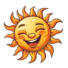 happy sun  -  vector cartoon illustration isolated on white background 3d render Generative AI