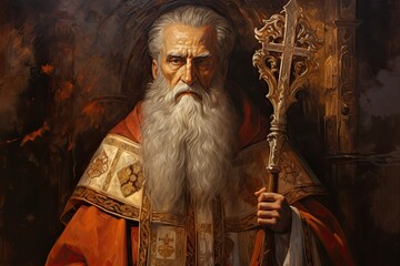 Obraz premium Saint Cyril of Alexandria, oil painting illustration
