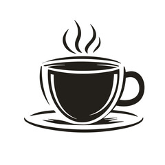 cup of coffee with steam icon vector illustration isolated transparent background logo, cut out or cutout t-shirt print design, poster, products or packaging design