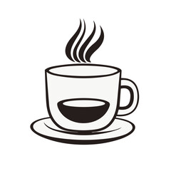 cup of coffee with steam icon vector illustration isolated transparent background logo, cut out or cutout t-shirt print design