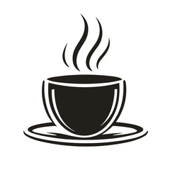 cup of coffee with steam icon vector illustration isolated transparent background logo, cut out or cutout t-shirt print design