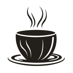 cup of coffee with steam icon vector illustration isolated transparent background logo, cut out or cutout t-shirt print design