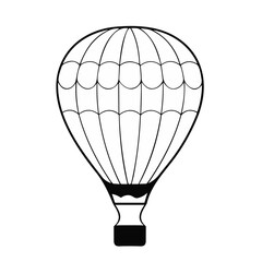hot air balloon icon black and white vector illustration isolated transparent background logo, cut out or cutout t-shirt print design