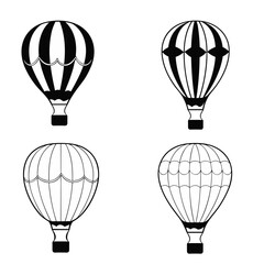 hot air balloon icon black and white vector illustration isolated transparent background logo, cut out or cutout t-shirt print design