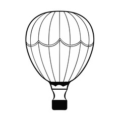 Obraz premium hot air balloon icon black and white vector illustration isolated transparent background logo, cut out or cutout t-shirt print design