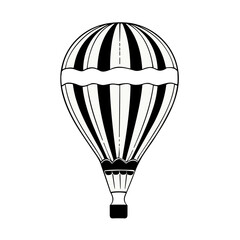 Obraz premium hot air balloon icon black and white vector illustration isolated transparent background logo, cut out or cutout t-shirt print design