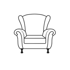 armchair icon black and white vector illustration isolated transparent background logo, cut out or cutout t-shirt print design
