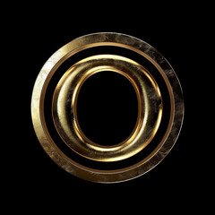 3d golden "O" symbol isolated on black