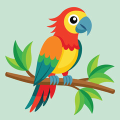 Happy parrot on a branch vector illustration