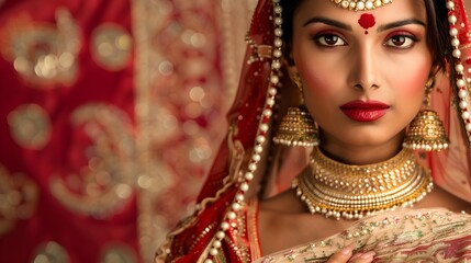 Beautiful indian woman or princess in traditional wear and jewelry 
