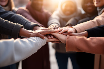 United Hands of Diversity - Teamwork and Unity Concept