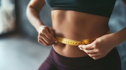 Female Hands Measuring Fat Belly