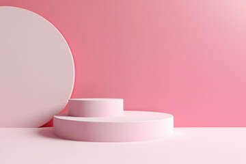 Abstract pink product podium in a minimalist style, perfect for product display with ample copy space.