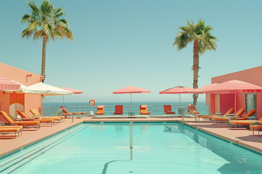 a pool beside the beach