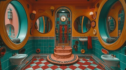 Colorful Surrealist Bathroom Interior Design