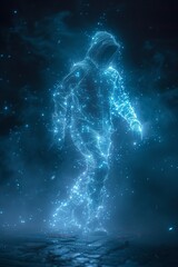 A holographic person depicting artificial intelligence.