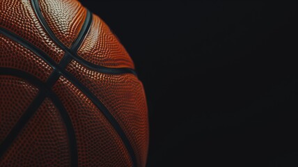 Close-up of a basketball texture against a dark background