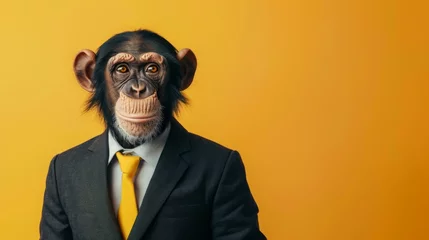 Fototapete Rund Portrait of monkey wearing business suit © Chitchanok