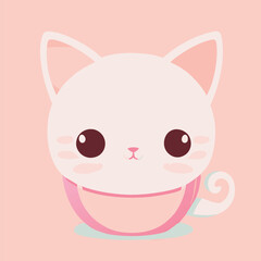 coffee cat, vector illustration kawaii