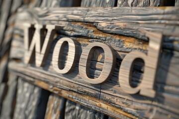 a wood sign made of wood surrounded by timber and lumber 