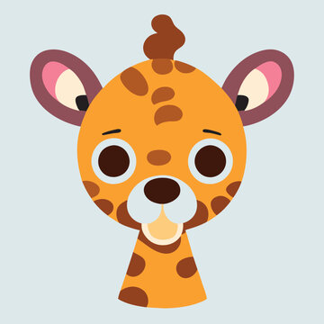 a giraffe head logo, the smallest flat vector logo,, with no realistic photo details, vector illustration kawaii