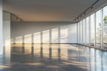 Fototapeta premium Interior of a modern office, empty room with a glass wall