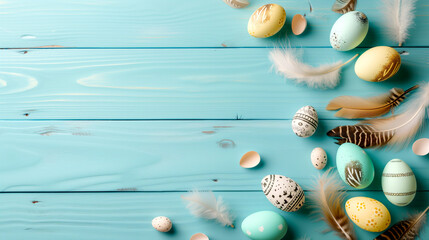 Easter Composition on a Blue Background