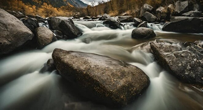 generative ai river water flowing through rocks