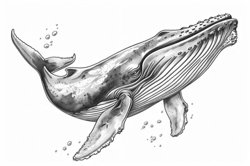 Coloring pages of Blue whale isolated on white