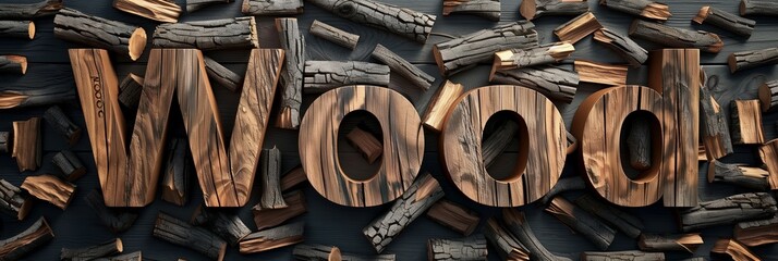 a wood sign made of wood surrounded by timber and lumber 