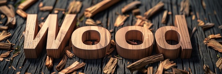 a wood sign made of wood surrounded by timber and lumber 