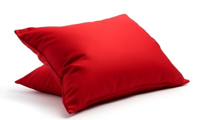 Red pillow on white background with clipping path