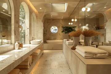 Beauty Face Skin clinic Aloe Vera. Natural organic Skincare products: Face mist lotion, moisture Micellar water gel, Dead Sea salt scrub serum and blank cream tube Tinted moisturizer jar pot