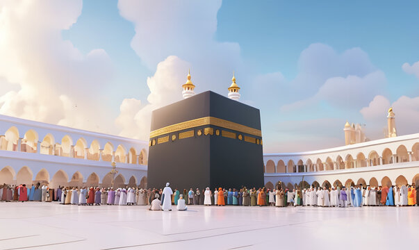kaaba illustration, cartoon style