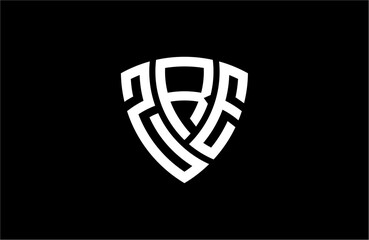 ZRE creative letter shield logo design vector icon illustration