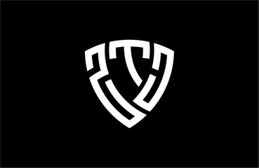 ZTJ creative letter shield logo design vector icon illustration