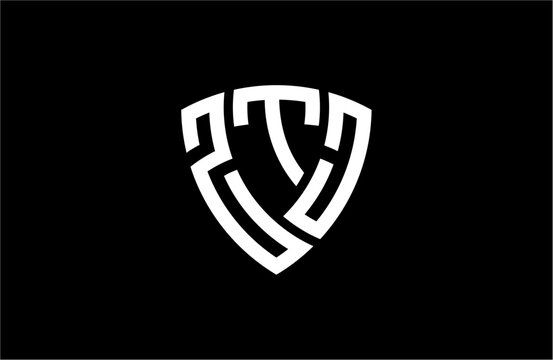 ZTJ creative letter shield logo design vector icon illustration