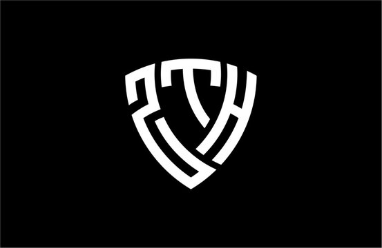 ZTH creative letter shield logo design vector icon illustration