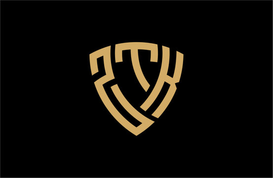 ZTK creative letter shield logo design vector icon illustration