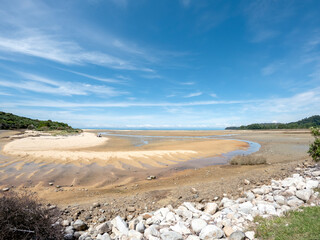 Marahau : Abel Tasman National Park stunning coastal landscape of featuring golden beaches, crystal-clear waters, and lush native bush