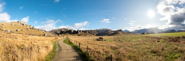 Castle Hill Landscape with Limestone Boulders in Arthur's Pass National Park, Canterbury, New Zealand