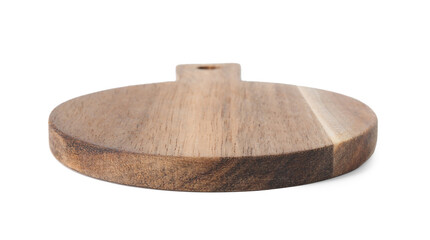 One wooden cutting board on white background